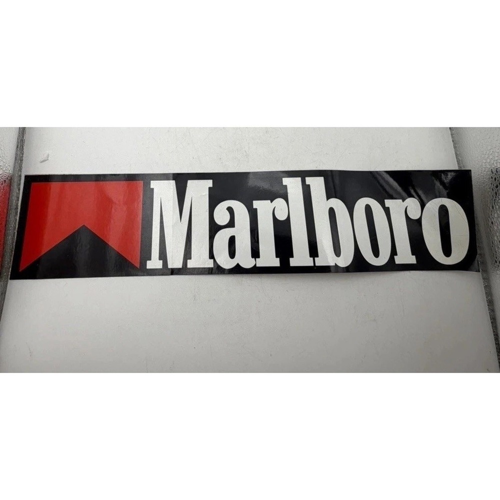 Vintage Marlboro Decal Sticker 15x3 Black Red Logo Old Stock NOS Tobacco
